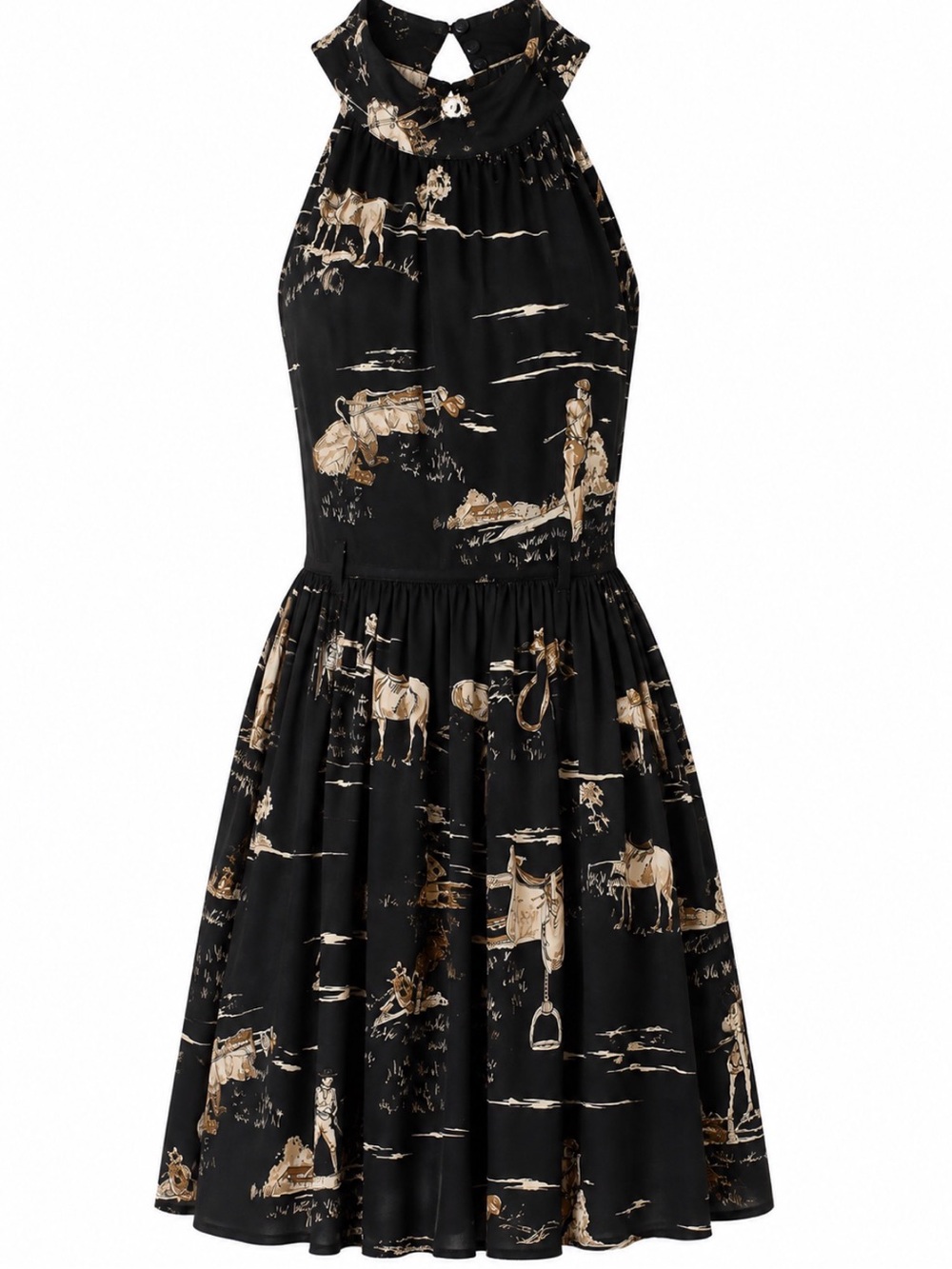 Zara dress with equestrian and golfer detail all in neutral colors - Picture 4 of 5